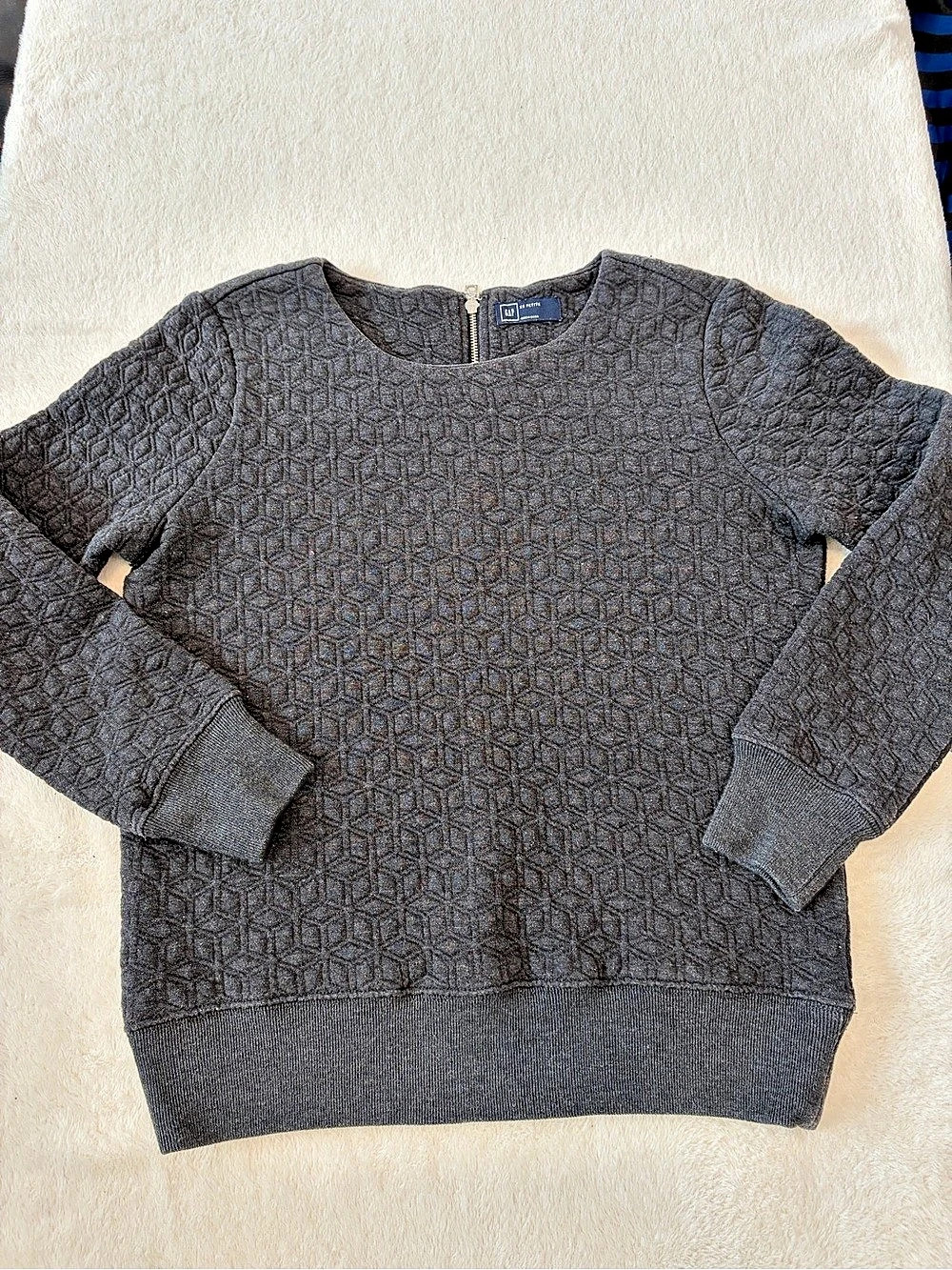 GAP Quilted Geometric Back-Zip Sweatshirt Gray XS #180